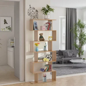 Custom Modern Luxury Contemporary 5 Tier Freestanding Eco Friendly Bookshelf Ladder Decorative Room Divider Storage Home Office
