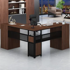 Custom Modern Luxury L Shape Desk with 3 Drawers Reversible Wood L Shape Office Desk with Storage Shelves Home Office Furniture