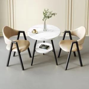Custom Modern Luxury Leisure Coffee Table 2 Chairs Fireproof Board Small Space Living Room Furniture Home Cafe Balcony OEM ODM