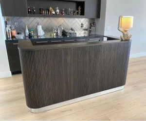 Custom Modern Metal Bar Checkout Counters for Nightclubs Hotels Restaurants Malls with LED Lighting and 10 Year Warranty