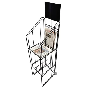 Custom Modern Metal Wire Bookshelf Portable Display Rack Stand for Magazine Book Newspaper Document Brochure Poster