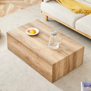 Custom Modern Nordic Style Travertine Coffee Table Wooden Panel Home Decor Furniture for Living Room