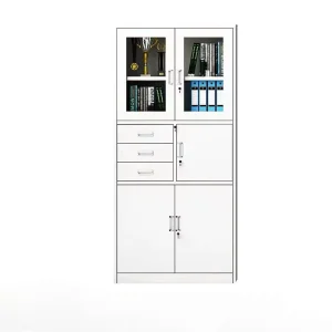 Custom Modern Office Furniture Steel Archive Warehouse Cabinets Glass Doors Metal Cabinets