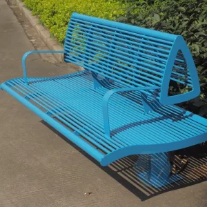 Custom Modern Outdoor Park Entry Galvanized Steel Polyester Powder Coated Seating Bench