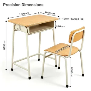 Custom Modern School Student Desk and Chair Set Steel Frame Plywood Ergonomic Classroom Furniture for Home Office OEM ODM