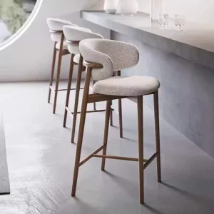 Custom Modern Solid Wood Commercial Bar Chair with Upholstery Fabric Seat Back Durable Design for Hotel & Living Room Use