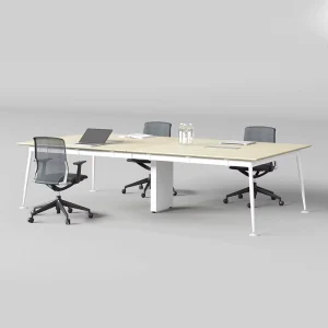 Custom Modern Solid Wood Top and Steel Legs Office Meeting Table for Executive Meeting Rooms and Corporate Spaces