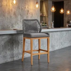 Custom Modern Waterproof Sunproof Adjustable Swivel Chrome Base Outdoor Dining Bar Chair Set for Courtyard Garden Patio