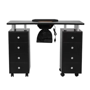 Custom Modern Wood Salon Nail Table Black with Dust Collector Durable & Easy to Clean for Mall Use