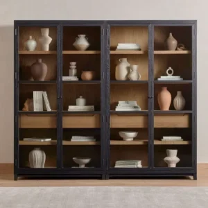 Custom Modern Wooden Bookshelf Design Industrial Bookcase with Back Panel for Library