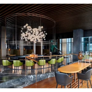 Custom Modern Wooden Commercial Restaurant Furniture Set Hotel Cafe Furniture Dining Table and Chair for Restaurant Project