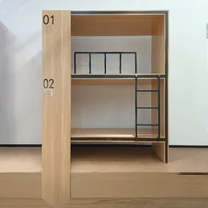 Custom Modular 2-Tier Single Bunk Bed Full Enclosure Wood Texture Metal Loft Bed Student Dorm Hostel Custom Size Color