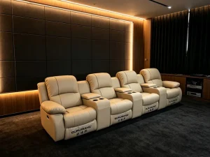 Custom Modular Home Theater Power Recliner Sofa Electric Reclining Cinema Chair With Cup Holder USB for Private Cinema Project