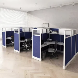 Custom Modular Staff Table Soundproof Wooden L Shaped Office Desk Cubicles Workstation Furniture