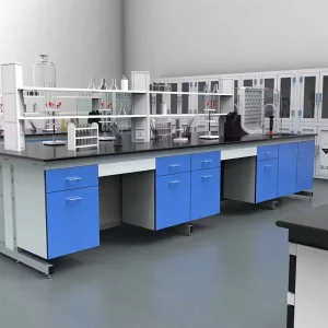 Custom Modular Steel Lab Tables with Cabinets for Hospital and School Use Modern Design