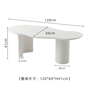 Custom Movable Cloud Solid Ash Coffee Table Cream Tone Internet Famous Minimalist Small Space Home Living Room Tea Furniture