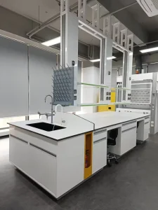 Custom Multifunction Modular All Steel Laboratory Workbench with Reagent Rack Storage Cabinet Functional Column Lab