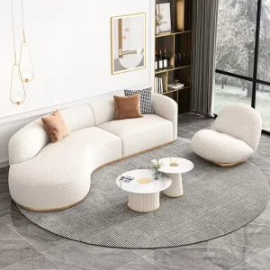Custom Nordic Light Luxury Curved Fabric Sofa Bespoke Heteromorphic Design for Luxury Villa