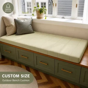 Custom OEM Brand Window Seat Cushion High Density Foam Textured Fabric Bench Pad Polka Dot Pattern Anti Slip Removable Washable