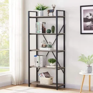 Custom OEM Nordic Industrial Home Office 5 Layer Tier Ladder Book Shelf Bookshelf
