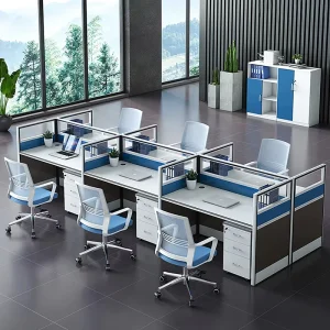 Custom OEM/ODM Modular Cubicle Workstation with Translucent Screen for 2-8 Persons Modern Wooden Open Staff Office Furniture Set