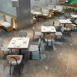 Custom Oak Coffee Shop Furniture Commercial Cafe Modern Luxury Wood Leather Restaurant Bench Booth Seating Table And Chairs Set