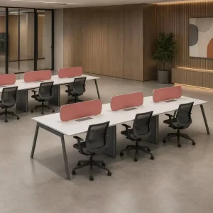 Custom Office Workstation Furniture with Modular Configuration E0 Grade MFC Powder Coated Steel Frame Design