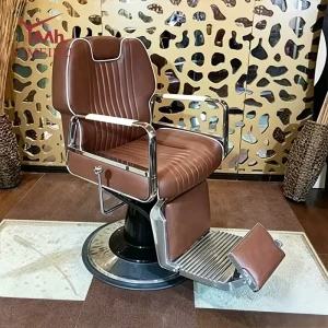 Custom Premium Salon Furnishing Vintage Brown Heavy Duty Barber Chair for Barbershops