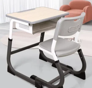 Custom Primary Secondary School Adjustable Height Metal Frame Cross Back Student Desk Chair Set ABS Plastic Modern