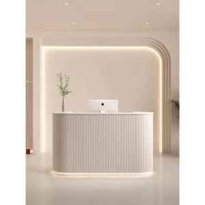 Custom Reception Desk Beauty Salon Counter Small Reception Table Nail Salon Circular