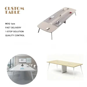 Custom Rectangular White Conference Table for Meeting Rooms Long Table Training Table Office Desk and Chair Set