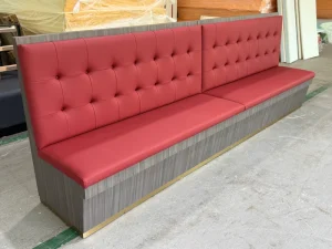 Custom Red PU Leather Restaurant Booth Seating Button Tufted Banquette Wall Bench for Restaurant Diner Hospitality Furniture
