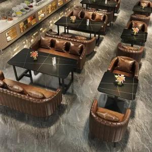 Custom Restaurant Booth Seating Luxury Leather Sofa Set Commercial Furniture for Cafe Bar Pub Lounge Dining Space