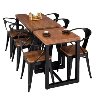 Custom Restaurant Dining Set Solid Wood Table Metal Chair Commercial Furniture Factory OEM ODM