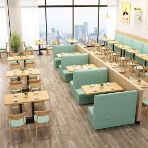 Custom Restaurant Furniture PU Leather Sofa Booth Seating Commercial Dining Table and Chair Set for Cafe Hotel Bistro