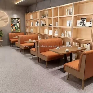 Custom Restaurant Shape Booth Sofa Hotel Cafe Leather Booth Seating Wood Tables and Chairs Sets