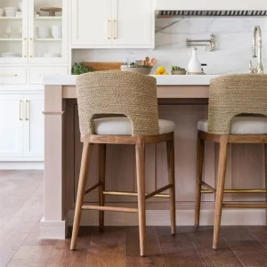 Custom Rope Outdoor Rattan Patio Stackable High Counter Stool Kitchen Bar Wooden Chair