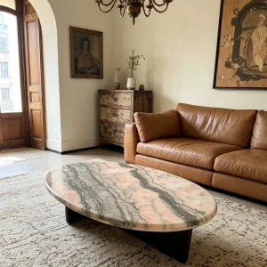 Custom Rosso Modern Luxury Marble Coffee Table Natural Stone Top for Living Room Home Bar Villa & Hotel