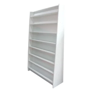 Custom School Library Multi Layers Wood Metal White Vertical Comic Magazine Book Display Stand Rack