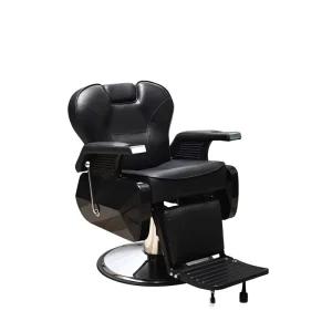 Custom Simple Light Luxury Metal Barber Chair Height Adjustable Swivel Flattened Design for Hair Salons and Barber Shops