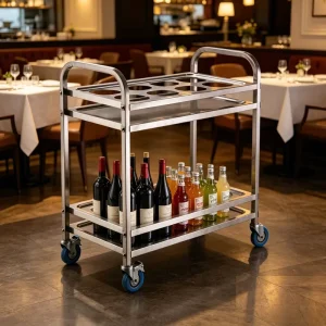 Custom Size 2 Layer Rust Resistant Stainless Steel Teapot Kettle Beverage Kitchen Hotel Room Service Trolley Cart