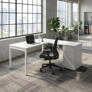 Custom Size Executive Office Desk with Side Cabinet Modern Wooden Manager Table Office Furniture