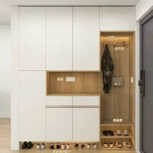 Custom Size Home Hallway Entrance Shoe Solid Wood Cabinet with Storage Drawer