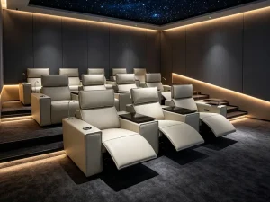Custom Size Luxury Private Home Theater Sofa Full Electric Recliner Genuine Leather VIP Cinema Seating for Mansion Basement