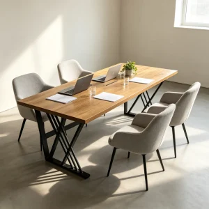 Custom Size Metal Frame Wood Conference Office Meeting Table Large Office Conference Room Negotiation Table
