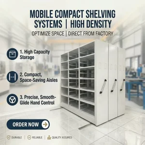 Custom Size Mobile Compact Shelving System for Office Warehouse Storage