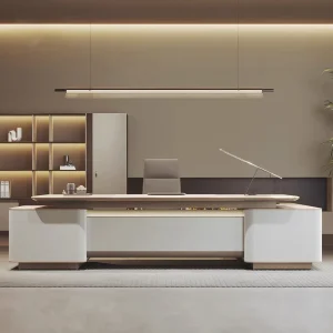 Custom Size Wooden Office Desk LED Light Modern Office Desk Executive Desk for Manager Office Project