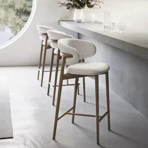 Custom Solid Wood Bar Stool for Restaurant Commercial Furniture with Customized Size Fabric Color and Material