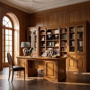 Custom Solid Wood Bookcase Red Oak Red Walnut Library Wall Unit Luxury Home Office Furniture Villa Project Large Bookshelf