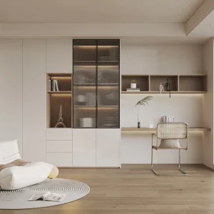 Custom Solid Wood Bookcase Wardrobe Combo Living Room Storage Book Shelf Cabinet Modern Furniture Apartment Villa